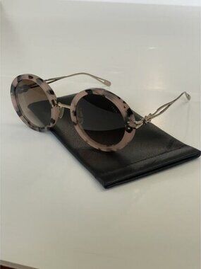 FRED FG 40027U 55F Shiny Havana Pink Round Circle Gradient Sunglasses 51mm
